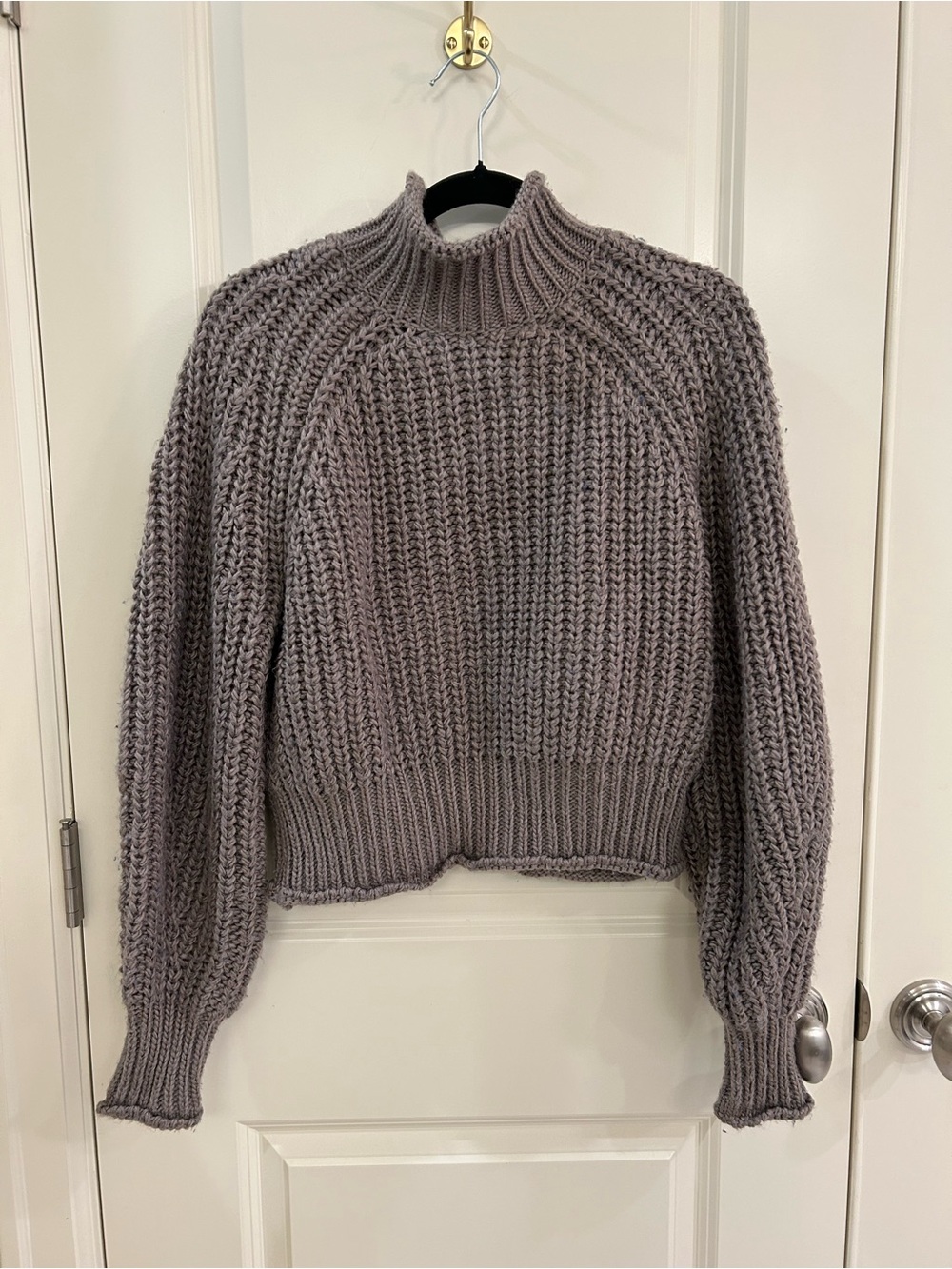 H&M Chunky Knit Turtleneck Sweater - Taupe Gray